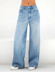 Wide-leg Jeans Women's Mid Waist Denim Loose Small Drape Straight Mopping Pants Women Jeans