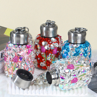 300ml Luxe Strass Acier Inoxydable Tasse Isolée Portable Perle Chaîne Bouteille D'eau Mini Gros Ventre Thermos Flacons Sous Vide