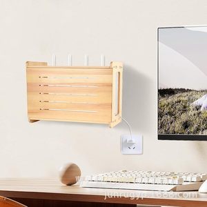 Wooden <b>Router</b> Storage <b>Box</b> Wall Mounted Cable Management Rack For Home Office Use - Product Image 1