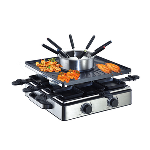 Gril électrique d'intérieur 8 Woks pour <span class=keywords><strong>raclette</strong></span> et <span class=keywords><strong>fondue</strong></span>, plaque antiadhésive détachable, contrôle de la température, sans fumée, pour fêtes à domicile et barbecue - Product Image 2