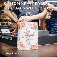 Sacs en papier kraft personnalisés pour la promotion, les achats, l'utilisation en supermarché, impression offset, matériaux recyclés, « Merci » avec votre logo
