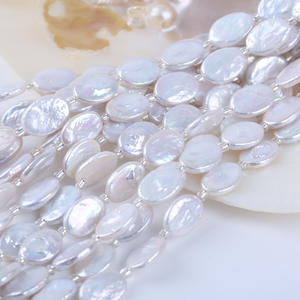 18cm White Freshwater Button and Oval Shaped 9-11mm Baroque Pearls for DIY <b>Bracelet</b> Loose White Pearls <b>String</b> Accessory - Product Image 3