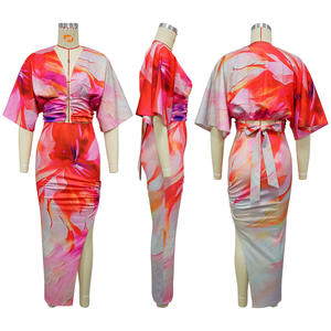 X20128 Vestido de Verano Casual y Sexy para <span class=keywords><strong>Mujer</strong></span>, Conjunto de Dos Piezas con Falda Estampada Floral y Abertura Lateral, Venta al Por Mayor - Product Image 6