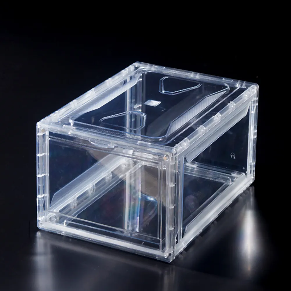 Saving Space Stackable Plastic Magnetic Clear Shoe Storage Box Acrylic Sneaker Container