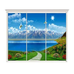 现代设计风景画衣柜壁橱门卧室钢化玻璃衣柜门