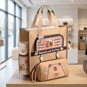 Sac fourre-tout en toile Capybara pour étudiants en mode, avec fermeture personnalisée, grande capacité, idéal pour les cours de soutien scolaire - Product Image 3