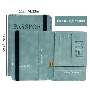 Funda para Pasaporte de PU con Banda Elástica, Cartera de Viaje con Grabado de Avión, Porta Tarjetas de Identificación con Múltiples Ranuras, Estuche Portátil para Documentos de Viaje - Product Image 4
