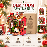 Kit de maison miniature en bois de Noël à faire soi-même, puzzle 3D, décoration de bureau pour les fêtes, objet de collection, idée cadeau de Noël