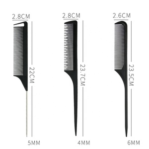 Peignes à cheveux droits noirs avec Logo personnalisé, peigne en Fiber de carbone antistatique pour Salon de coiffure professionnel pour coupe de cheveux - Product Image 2