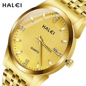 Envío Directo HALEI Nuevo Reloj de Cuarzo Original para Hombre con Diamantes, Resistente al Agua 3BAR, Calendario Simple, Movimiento Japonés, Venta al Por Mayor - Product Image 1