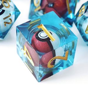 Ensemble de dés en résine faits à la main sur le thème Pokémon, à bords vifs, avec noyau liquide rotatif, dés de collection pour jeux de rôle, 7 pièces, dés de D&D de qualité supérieure - Product Image 2