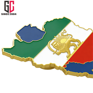 12 Yıllık Fabrika Üretimi Özel Metal Emaye Rozetler İran Haritası Yaka İğnesi Aslan ve Güneş Bayrağı İran Gururu Hediye Rozeti Altın Kaplama - Product Image 6