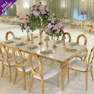 Silla de Banquete Apilable con Respaldo en O, Estructura de Acero Inoxidable Dorado, Proveedor de Muebles para Bodas Comerciales - Product Image 1