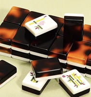 Ubin Mahjong Akrilik Motif Macan Tutul Kristal Mewah 160 Buah Tahan Air Portabel untuk Hiburan Rumah dan Luar Ruangan