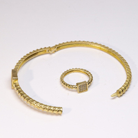 Fort — Bracelet de luxe en laiton Zircon, pour femmes et hommes, bijoux, ensemble bagues