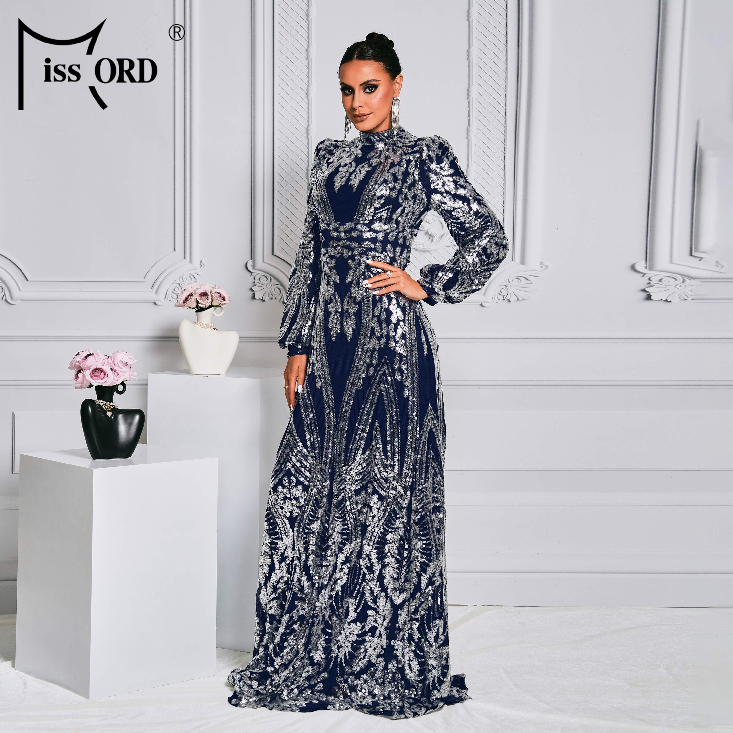 Stand Collar A-Line Maxi Sequin Hijab Dress | Modest Evening Wear for  Muslim Women - Turkish & Arabic Style