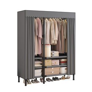 Armario de metal personalizable Armario de almacenamiento <span class=keywords><strong>con</strong></span> <span class=keywords><strong>cremallera</strong></span> portátil negro <span class=keywords><strong>con</strong></span> 2 puertas, espacio de almacenamiento espacioso de gran capacidad - Product Image 1