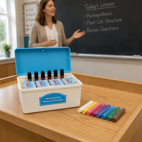 Boîte de rangement pour craies avec couvercle pour fournitures scolaires, étui organisateur de craies en ABS résistant à l'humidité pour la salle de classe