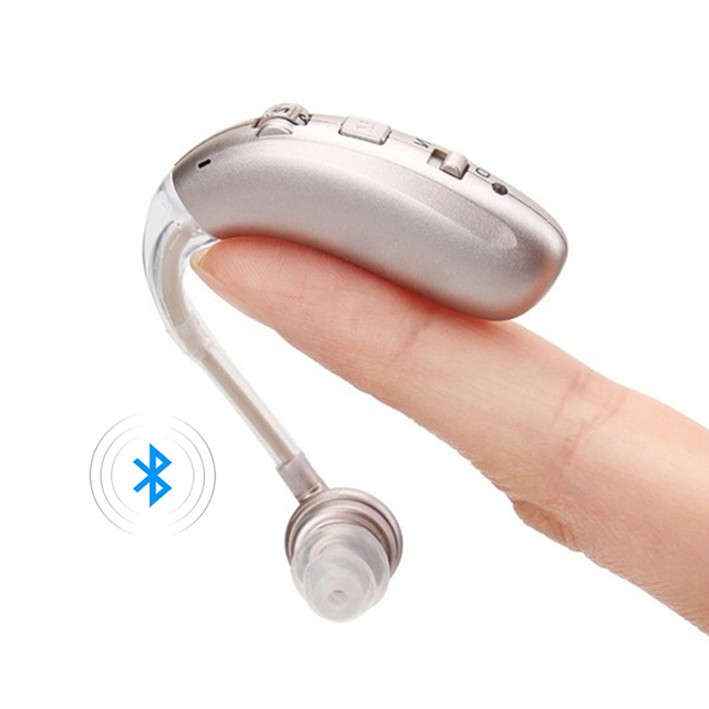 Best Price for Rechargeable Mini BTE Wireless for Bluetooth Digital Hearing Aids Sound Amplifier for Deaf Seniors