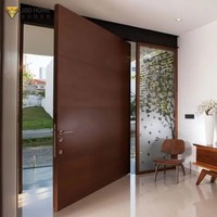 Système de porte d'entrée pivotante en aluminium de qualité supérieure, porte d'entrée extérieure en bois massif, isolation acoustique moderne pour une utilisation en extérieur