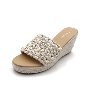 Vente en gros de sandales <span class=keywords><strong>compensées</strong></span> à talon moyen pour femmes, élégantes, mode été, en caoutchouc, personnalisées, décontractées, à plateforme - Product Image 2