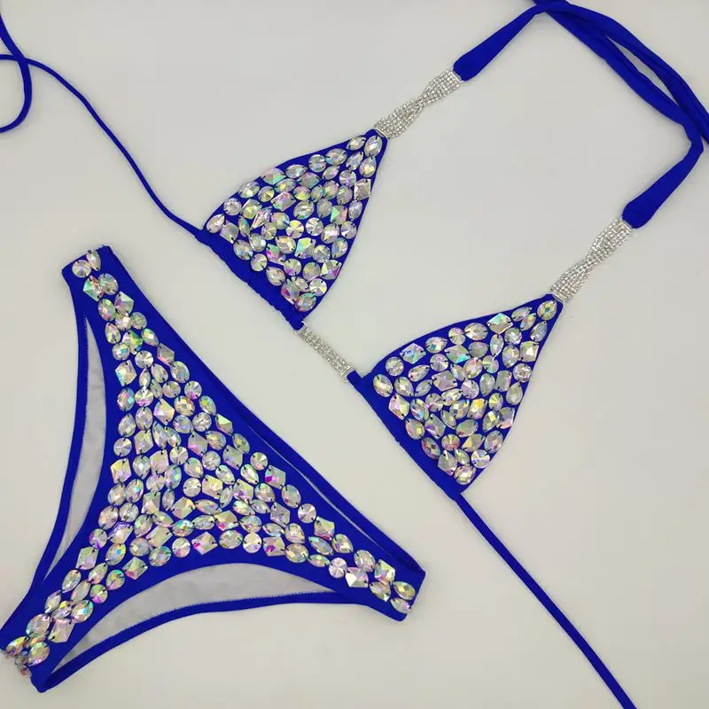 2021 STOCK 5Colors Ties Sparkly Crystal Bikini Diamond Swimwear