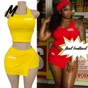 Essentials Baumwoll-Tanktop und Shorts Rocks ets Benutzer definiertes Logo Sexy Women 2-teiliges Rockset Benutzer definierte gemütliche passende Sets für Frauen - Product Image 1