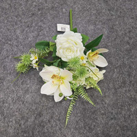 Neue Künstliche Seidenblumen Realistischer Europäischer Stil 10-Köpfiger Blumenstrauß Duftende Orchidee Rose Tischdekoration Weiß 50CM für Hotel und Zuhause