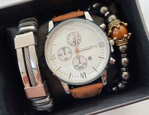 Sabuk Bisnis Modis Pria Kustom Promosi Grosir Jam Tangan Kuarsa + Gelang Set untuk Hadiah Hari Valentine Natal - Product Image 6