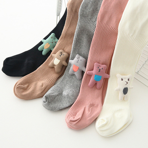 Neueste Strumpfhose für Mädchen, Einfarbig mit Tier-Bär-Accessoire, aus Baumwolle, Süße Designer-Kinderstrumpfhose, Gestrickt mit Individuellem Logo, Standardgrößen 2/3J-7/8J - Product Image 2