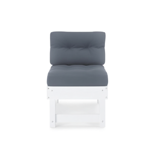 Repose-pieds de patio en bois massif blanc avec coussin, accessoire de mobilier d'extérieur contemporain - Product Image 1