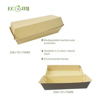 Barquette à emporter en pulpe de bambou biodégradable, barquette alimentaire jetable, conteneur en papier kraft pour hamburger, sandwich, frites, poulet