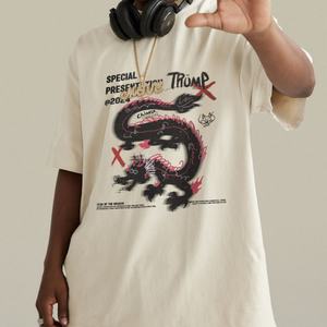 Wholesale Short Sleeves High Quality <b>Dragon</b> Printing <b>Tshirt</b> Oversize Heavy Weight Drop Shoulder Unisex <b>Tshirt</b> - Product Image 3