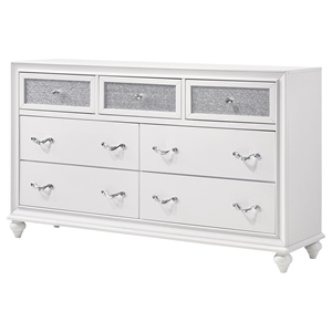 Modern White Solid Wood 7-Drawers Dresser with Lighted Mirror Luxury Bedroom Furniture - Product Image 3