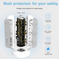 Multiprise verticale Worldplug avec protection contre les surtensions, multiprise de bureau, rallonge électrique, 11 prises