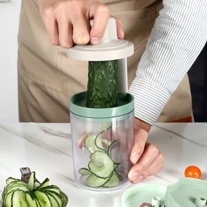 3 in 1 <b>Vegetable</b> Spiralizer Slicer Kitchen Supplies Zucchini Spaghetti Maker Handheld Veggie Adjustable With Container - Product Image 3