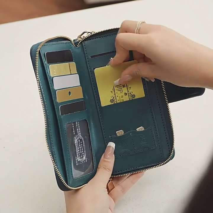 Luxury Women's Long Wallet Clutch Purse with Double Zipper