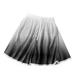Shorts pour hommes légers, couleur unie, en polyester, avec cordon de serrage à la taille, séchage rapide, décontractés, sportifs, mi-longs, en tissu satiné tissé - Product Image 1