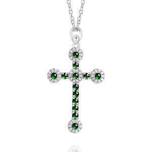 प्राकृतिक जैडे जेड पेलेंट ग्रीन क्रॉस-925 सिल्वर यूनिसेक्स महिलाओं के गहने फैशन धर्म मूल डिजाइन d629 - Product Image 1