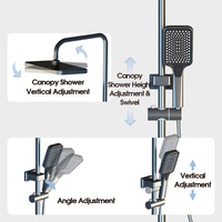 Système de douche thermostatique à affichage numérique, commande intelligente par touches piano, pommeau de douche pluie en acier inoxydable avec barre coulissante