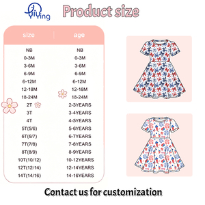 Robe d'été personnalisée pour filles, Jour de l'Indépendance, 4 juillet, manches courtes, imprimé nœud, longueur genou, boutique, style tourbillon, pour enfants, ODM - Product Image 4