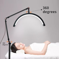 Lampe de lune pour extensions de cils, lampe demi-lune avec support pour téléphone portable, support de sol, adapté aux salons de beauté, lampe à cils populaire