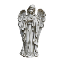 Statue d'ange ailé européen pour jardin, sculpture de chérubin debout en résine faite à la main, ornement vintage pour patio extérieur et pelouse de villa