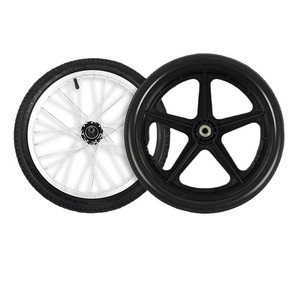 Pneu de fauteuil roulant en polyuréthane solide de 16 pouces, pour remplacement et réparation, matériau en alliage d'aluminium, couleur noire - Product Image 2