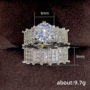Set di Anelli a Doppio Strato per Donne, Elegante Accessorio da Dito per Sposa e Banchetti - Product Image 5