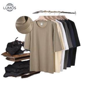 Nueva Camiseta de Algodón Puro de 260g, <span class=keywords><strong>Marca</strong></span> de Moda, Hombros Caídos, Cuello Redondo, Manga Corta para Hombre, Casual, con Impresión de Logotipo Personalizado - Product Image 1