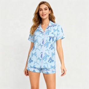 Set di abbigliamento da salotto Oversize in pigiama da donna in cotone di bambù personalizzato 2 pezzi estivi da donna - Product Image 6