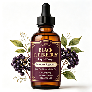 Gouttes liquides d'églantier Sambucus Nigra <span class=keywords><strong>de</strong></span> qualité GMP, complément alimentaire avec vitamine et zinc, gouttes liquides à base <span class=keywords><strong>de</strong></span> plantes - Product Image 1