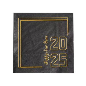 Nouvelles serviettes jetables noires et dorées pour les décorations du Nouvel An, les fêtes, les réunions, et les hôtels et restaurants haut de gamme. - Product Image 5