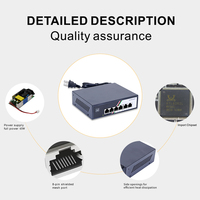 Switch PoE de 6 Puertos y 100 Mbps con Fuente de Alimentación de 48 V para Redes de Cámaras CCTV/IP, 2 Puertos de Enlace Ascendente, 1 Año de Garantía, Compatible con VLAN